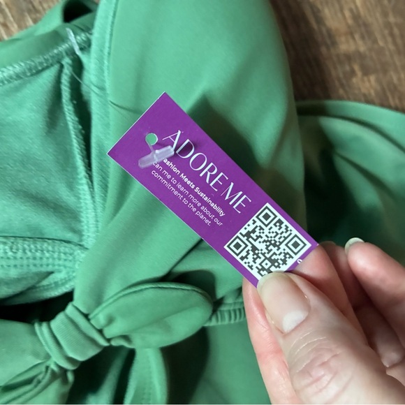 ADORE ME swim Morgan Contour one-piece swimsuit ivy green bow NWT sz XL - Picture 15 of 15